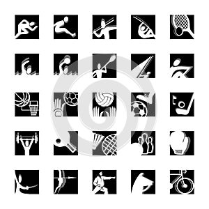 Sport icon set black-white