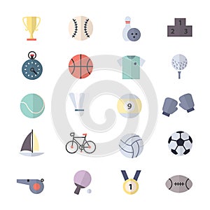 Sport Icons Set Of Vector Illustration Style Colorful Flat