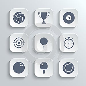 Sport icons set - vector white app buttons