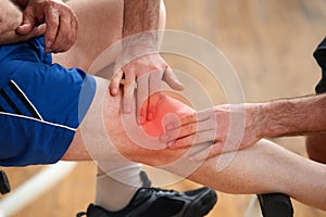 Sport injury at fitness club.