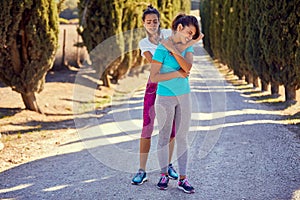 Sport injury. woman injury at jogging