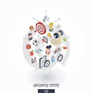 Sport integrated 3d web icons. Digital network isometric concept.