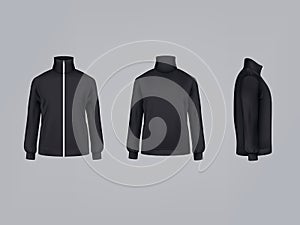 Sport jacket or long sleeve sweatshirt vector illustration 3D mockup model of sportswear apparel icon