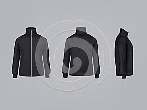 Sport jacket or long sleeve sweatshirt vector illustration 3D mockup model of sportswear apparel icon photo