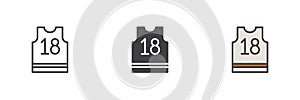 Sport jersey with number eighteen different style icon set