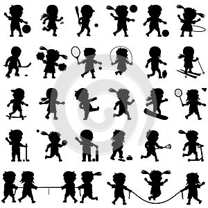 Sport Kids Silhouettes Set