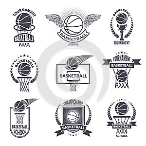 Sport labels for basketball club. Vector badges for champions