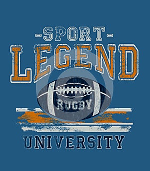 `sport, legend, university` typography, sporting tee shirt graphics