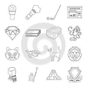 Sport, library, animal and other web icon in outline style. medicine, education, hobby icons in set collection.
