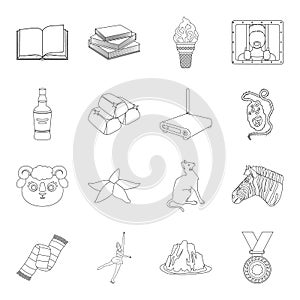 Sport, library, education and other web icon in outline style. animal, finance, medicine icons in set collection.