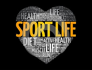 Sport Life heart word cloud, fitness, sport