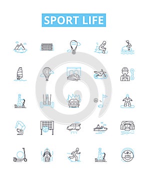 Sport life vector line icons set. sports, life, soccer, basketball, football, hockey, baseball illustration outline