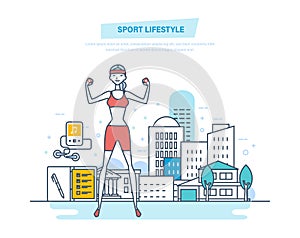 Sport lifestyle concept. Fitness classes, healthy lifestyle, active sport, yoga.