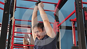 Sport lifestyle concept. strengthening the muscles of the back. gym workout. weight loss in the gym. Workout men, warm