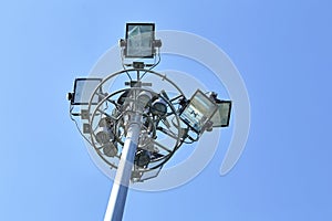 Sport light post on beautiful sky background