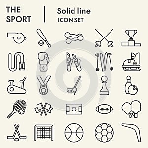 Sport line icon set. Fitness symbols collection or sketches. Health care signs for web and mobile concept, linear style