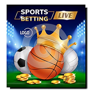 Sport Live Betting Creative Promo Banner Vector