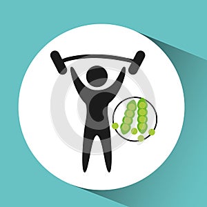 Sport man barbell lift nutrition health
