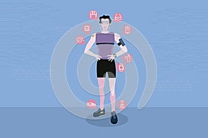 Sport man with wearable technology