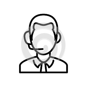 Sport match live commentator icon. man hearing head phone illustration. simple outline style sport symbol.