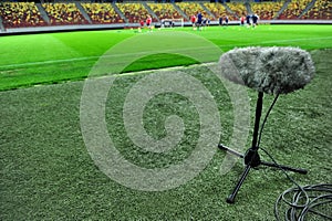 Sport microphone on football stadium