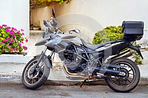 Sport motorbike parked on street Rethymno