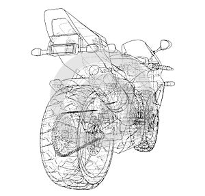 Sport Motorbike technical wire-frame. Vector rendering of 3d