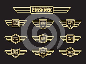 Sport motorbike vintage wing labels