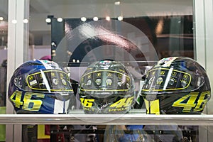 Sport motorcycle helmet on Belgrade motorbike show