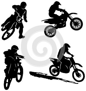 Sport motorcycle riders silhouettes