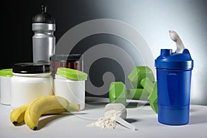 Sport Nutrition Supplement containers with shaker