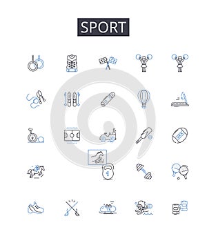 Sport line icons collection. Fitness, Athletics, Recreation, Exercise, Workout, Training, Gymnastics vector and linear