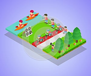 Sport park concept banner, isometric style