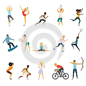 Sport People Flat Color Icons