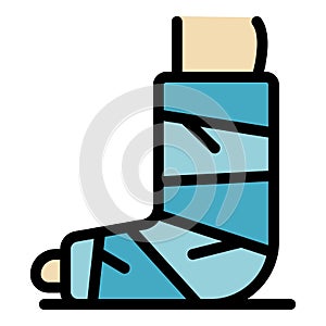 Sport plaster leg icon color outline vector