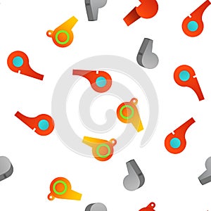 Sport Plastic Whistle Vector Seamless Pattern