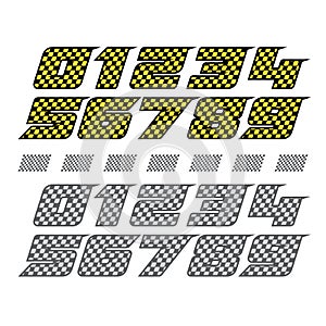 Sport race checkered numbers set