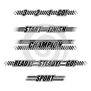 Sport race track checkered words