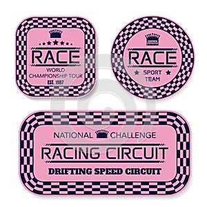 Sport racing pink tournament labels