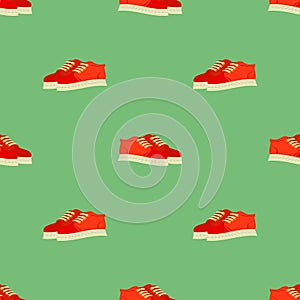 Sport Red Shoes Seamless Pattern