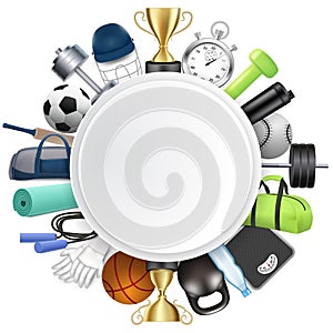 Sport round frame, vector 3d realistic illustration