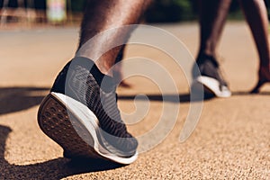 Sport runner black man active ready to start running training