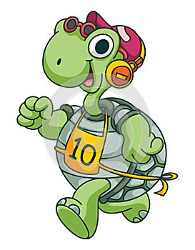 Sport Running Turtle Color Illustration Design