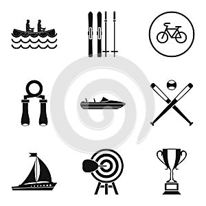 Sport section icons set, simple style