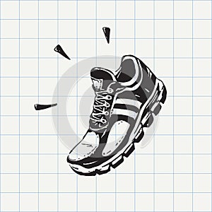 Sport shoe hand drawn doodle sketch
