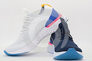Sport shoes for running ,two colors on white background