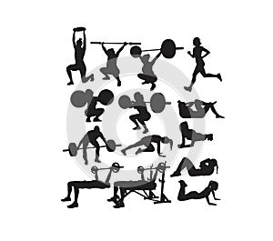 Sport Silhouette of weightlifting and Gym