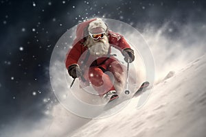 sport ski winter snowboarder christmas mountain skier snow holiday santa. Generative AI.