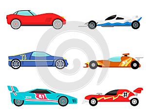 Sport speed automobile and offroad rally car colorful fast motor racing auto driver transport motorsport illustration.