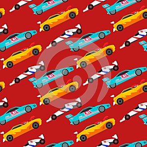 Sport speed automobile offroad rally car colorful fast motor racing auto driver transport motorsport seamless pattern